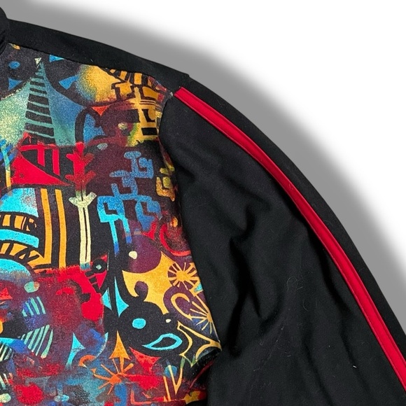 Vintage Spa by Chicos Knit Jacket Artsy Boho Colorful Print Pockets Full Zip XL - Picture 7 of 9